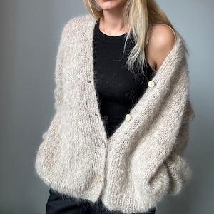 Alpaca&Merino cardigan, Oversized Alpaca cardigan, Merino Sweater, Loose cardigan, Chunky cardigan, 100% Hand Made