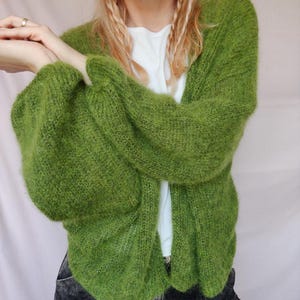 Hand Knitted Alpaca Cardigan, Soft and Fluffy Cardigan, Open Front Cardigan