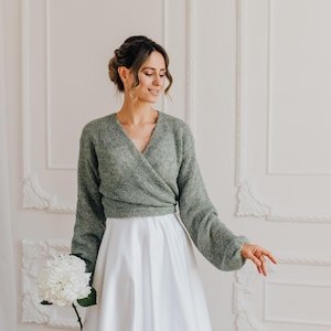 Wedding Jacket Alpaca Cardigan Bridal Sweater Alpaca Silk Cardigan Wedding Wrap Alpaca Sweater Bridal Pullover Green Sweater