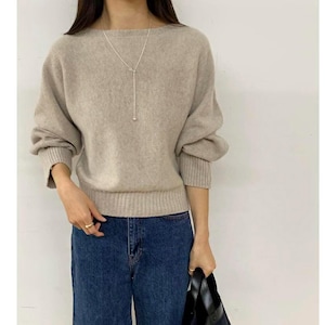 Cashmere blended sweater / Boat neck knit top / Crop knit top / Fine wool sweater / Knit top women / Wool sweater women
