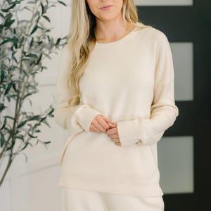 Cashmere wool blend Clove Sweater in Oat womens cashmere blend sweater size XS-4XL