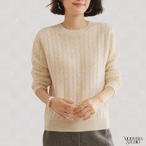 Cashmere and Wool Cable-Knit Sweater | Women's Minimalist Pullover