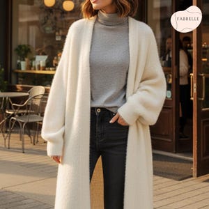 Fuzzy Blend Knit Cardigan | Oversized Open Front Duster Coat