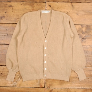 Vintage Parker Cardigan XL 80s Alpaca V-Neck Wool Beige