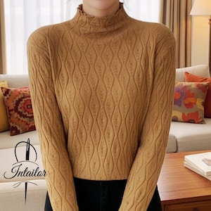 Cashmere Women's Turtleneck, Warm Pullover Sweater, Cozy Autumn Turtleneck, Cotton Knitted Coat